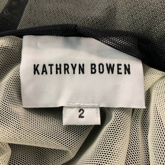 KATHRYN BOWEN Size 2 Black White Nylon Spandex See Through A-Line Skirt - Picture 5 of 6